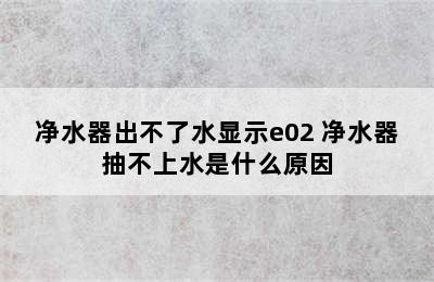 净水器出不了水显示e02 净水器抽不上水是什么原因